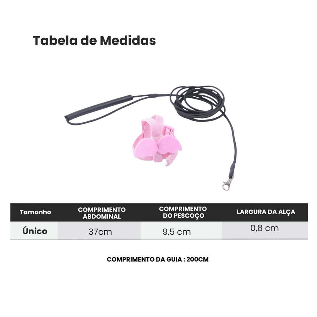 Peitoral Coleira Arnês para Pássaros - Papagaio, Calopsita e Periquito