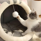Cama Toca Ursinho para Gatos em Pelúcia + BRINDE: Luva Removedora de Pelos
