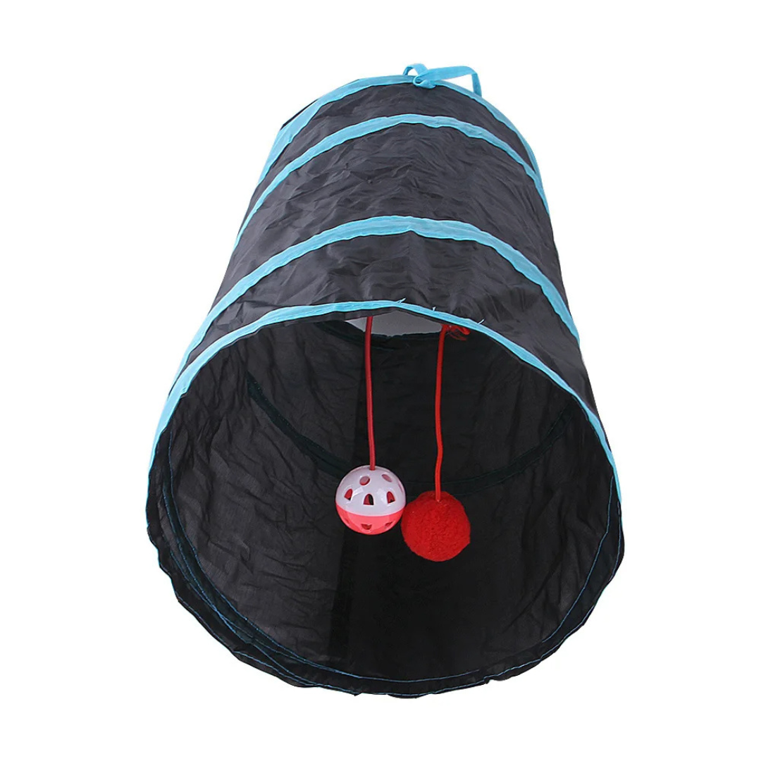 Túnel Dobrável para Gatos com Brinquedos Interativos