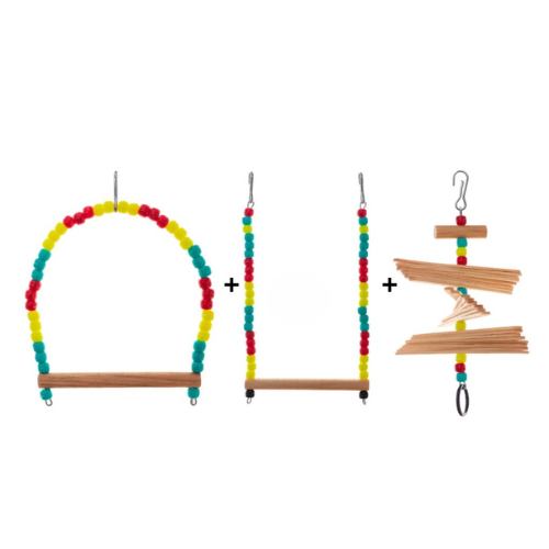 Kit de Brinquedos para Pássaros – Escadas, Balanços, Poleiros e Plataformas