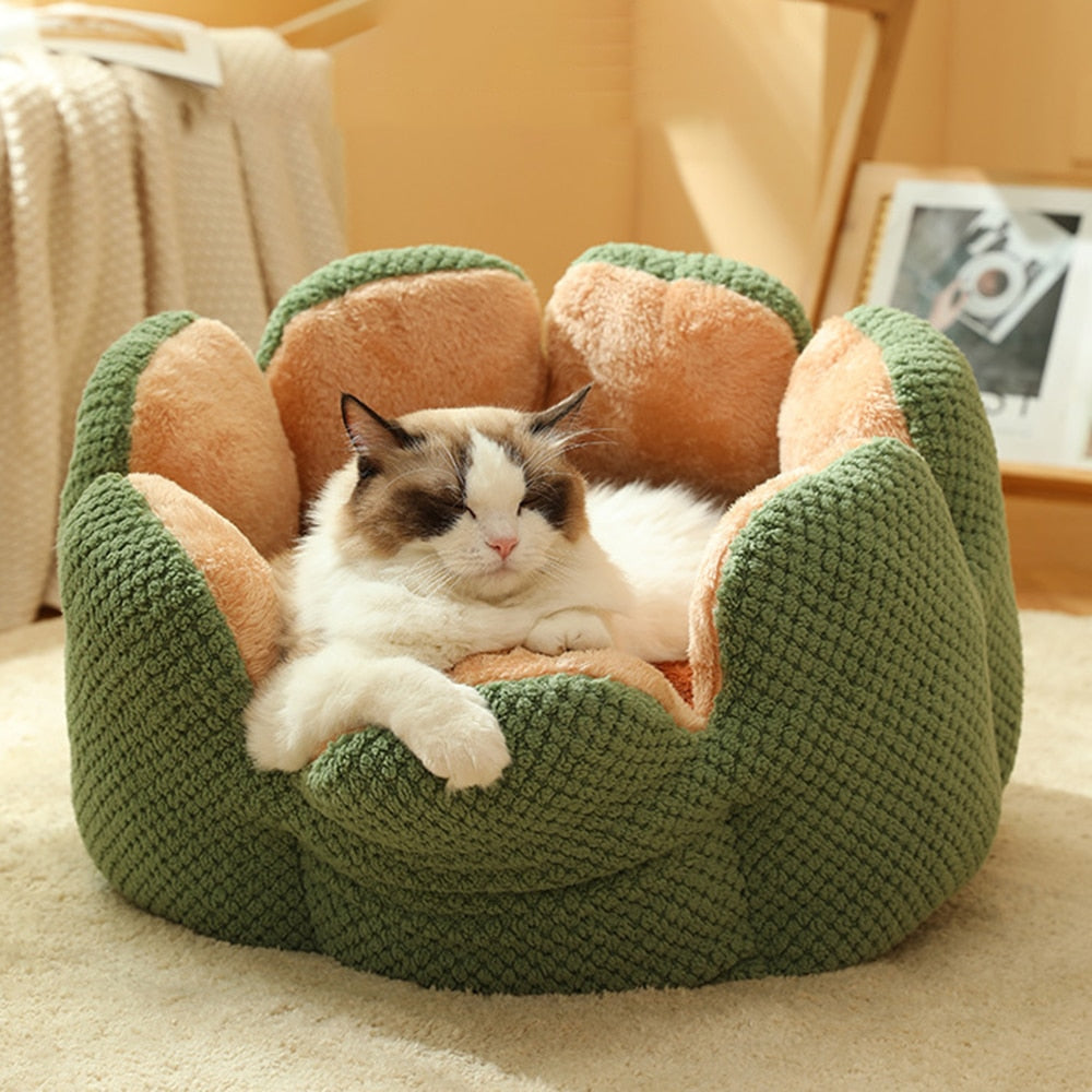 Cama Puff Pet Florzinha™  - Ultra Macia Para Gatos + BRINDE:  Bolinha Interativa Inteligente