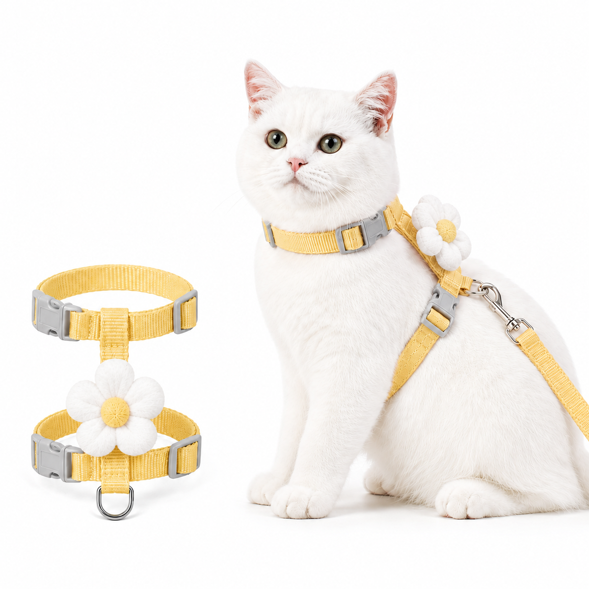 Peitoral Ajustável com Guia Floral para Cães e Gatos Pequenos