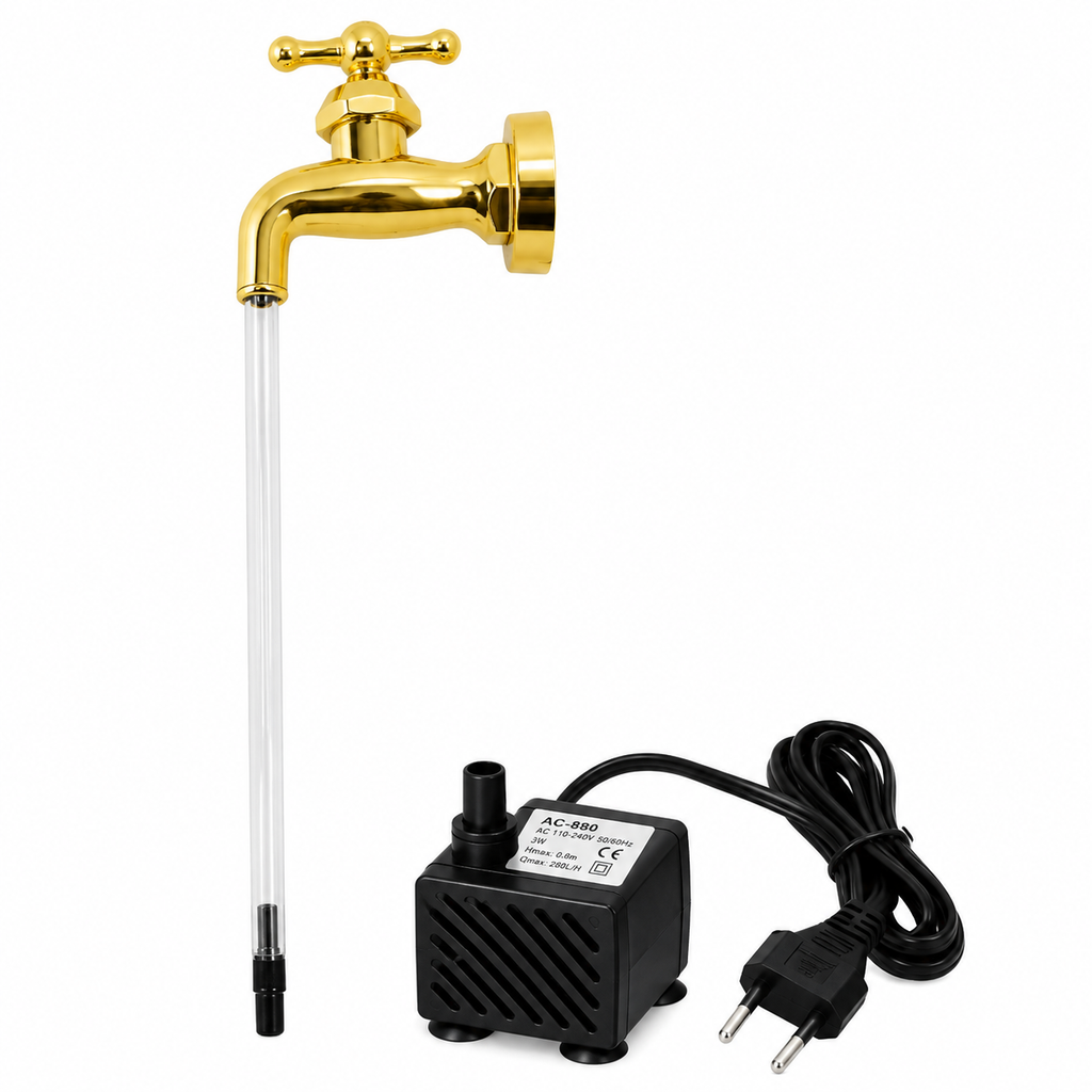 Kit Bebedouro Fonte Torneira Mágica Com Acrílico + Bomba Bivolt