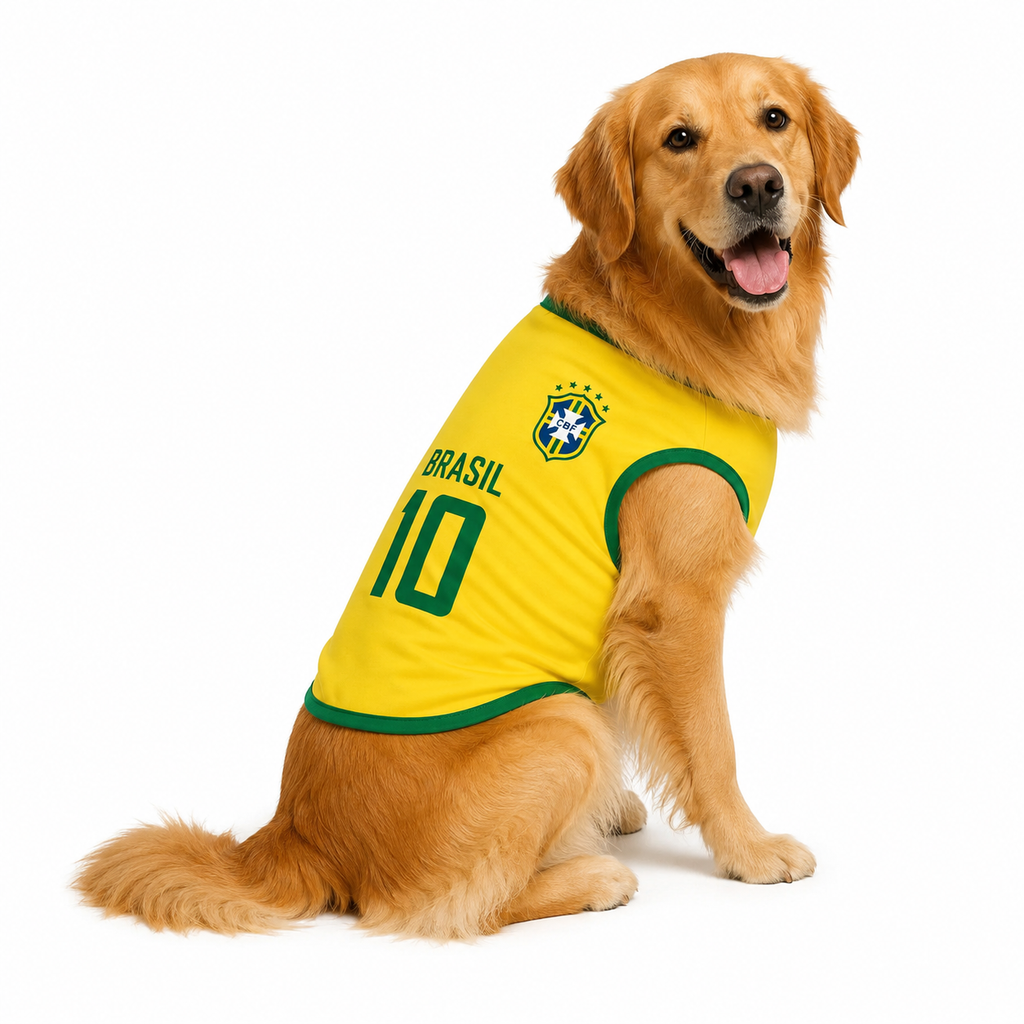 Roupinha Copa do Mundo Brasil - TorcidaPet™ com Número para Pets