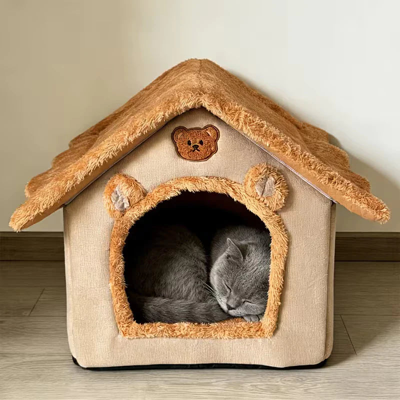 Cama Casinha Toca de Pelúcia Lavável para Cães e Gatos – Snouty™ + BRINDE: Cobertor Pet Magic™