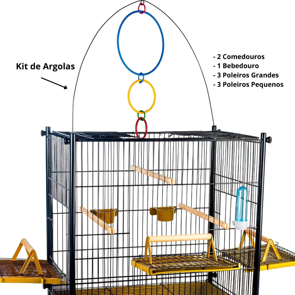 Viveiro Completo para Calopsitas e Pássaros com Play Ground e Acessórios