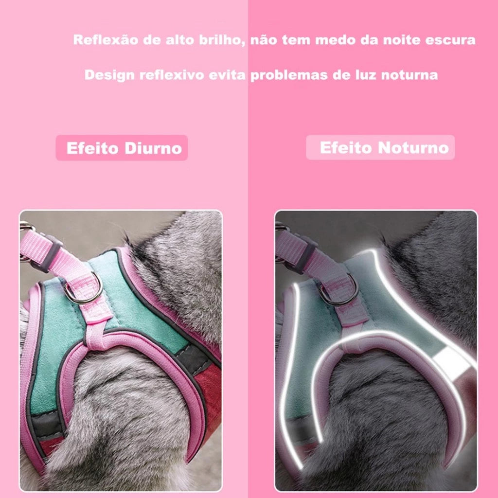 Peitoral Para Cães E Gatos Pequenos Com Guia Anti-Escape