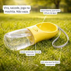 Garrafa de Passeio Pet Portátil 2 em 1 -  Bebedouro e Comedouro