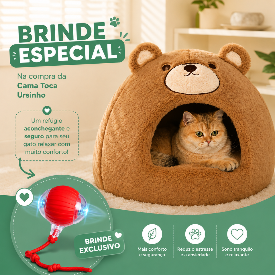 Cama Toca Ursinho para Pets Pequenos