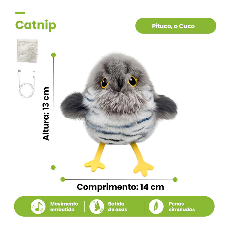 Brinquedo Interativo Pássaro para Gatos com Sensor de Toque, Som e Movimento – NewPet
